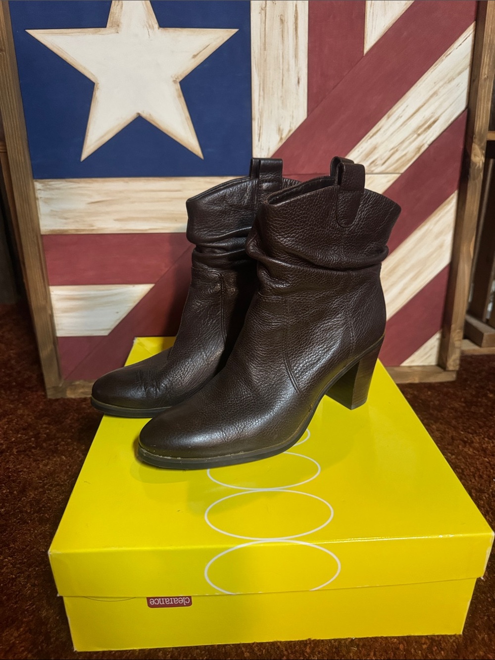 Women's Dark Brown Leather Mid-Heel Ankle Boots